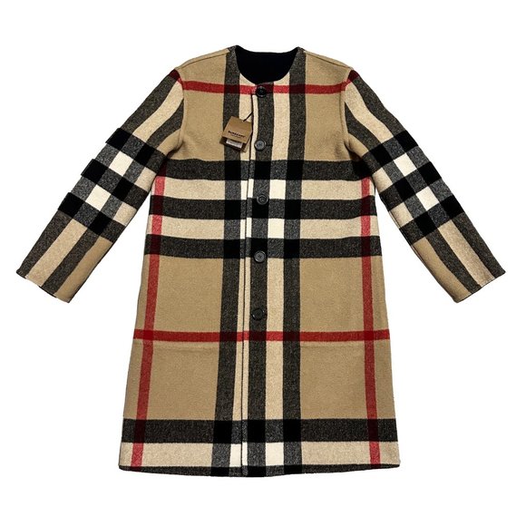 Burberry Tisbury Reversible House Check/ Navy Wool Blend Coat - Picture 4 of 10